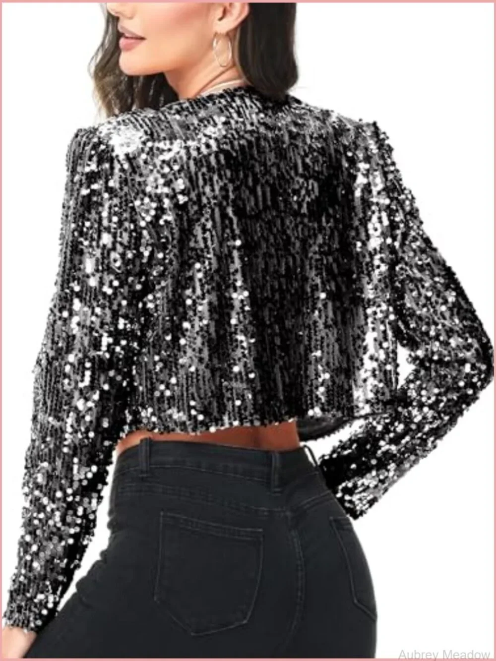 Women's Sequin Cropped Bolero Shrug Jacket Long Sleeve Sparkly Party Top